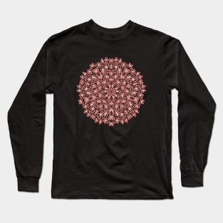 Peach Gradient Butterflies Mandala Long Sleeve T-Shirt